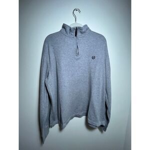 Chaps Mens Heather Grey Quarter Zip Pullover Cotton Ribbed Sweater